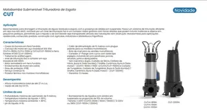 Bomba Claw Submersível Trituradora CUT-1500H 2cv Trifásico 220v
