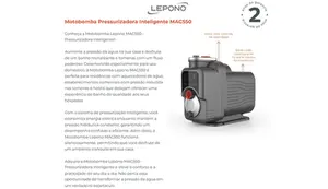 Pressurizadora Lepono MAC550 0,75cv Monofásico 127v