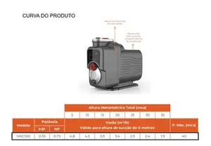 Pressurizadora Lepono MAC550 0,75cv Monofásico 127v