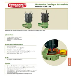 Bomba Submersível Schneider BCS-305 3cv Trifásico 220v
