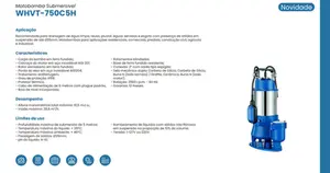 Bomba Claw Submersível WHVT-750C5H 1cv Monofásico 220v
