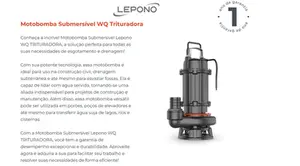 Bomba Lepono Submersível  P/Esgoto WQ12-10-1.1C 1,5cv Monofásico 220v