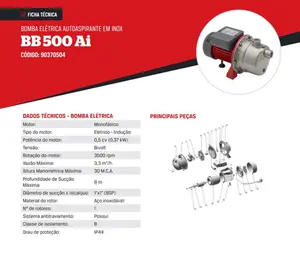 Bomba Branco Autoaspirante BB500AI 0,5cv Monofásico 127/220v