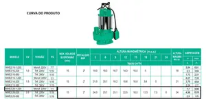 Bomba WDM Submersível NWE2 com boia 2cv Monofásico 220v