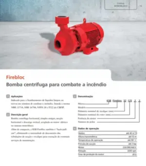 Bomba KSB Para Incêndio FIREBLOC 40-160 15cv Trifásico 4 Voltagens Rotor 160mm