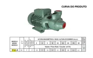 Bomba Thebe Periférica TP-60 JR 1/2cv Monofásico 220V